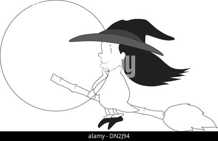 Witch riding a broom Stock Vector