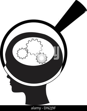 Download Silhouette human head with gears. Thinking brain vector ...