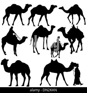 Set of camels silhouettes Stock Vector