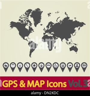 World map icon 3 Stock Vector