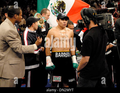 Sep 16, 2006; Las Vegas, NV, USA; MARCO ANTONIO BARERRA takes charge of the WBC Super Featherweight rematch bout between Marco Antonio Barerra and Rocky Juarez. Barerra won by decision in what many considered a very close and tactical fight. Mandatory Credit: Photo by Rob DeLorenzo/ZUMA Press. (©) Copyright 2006 by Rob DeLorenzo Stock Photo