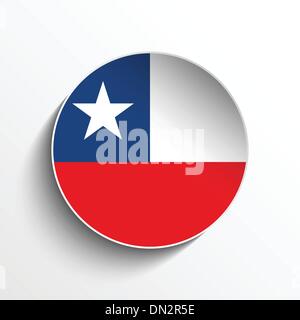 Chile Flag Paper Circle Shadow Button Stock Vector