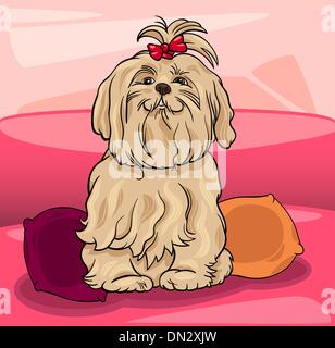 cute maltese dog cartoon illustration Stock Vector
