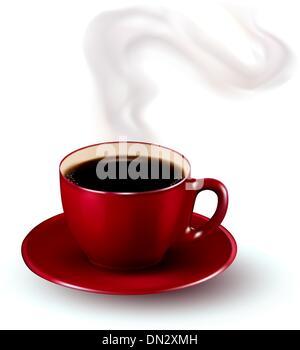 Perfect red cup of coffee with steam. Vector illustration. Stock Vector