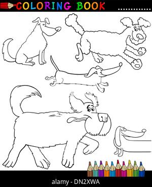 Cartoon Dogs or Puppies Coloring Page Stock Vector Image & Art - Alamy