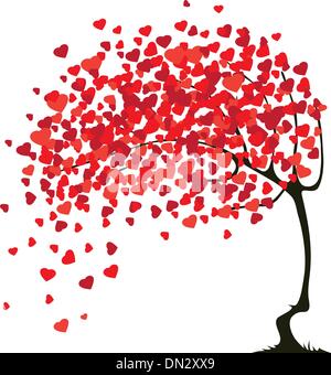 Valentine's abstract tree with hearts Stock Vector