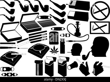 cigarettes, pipe and cigars Stock Vector