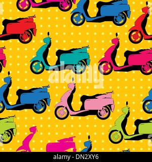 Comic style scooter pattern Stock Vector