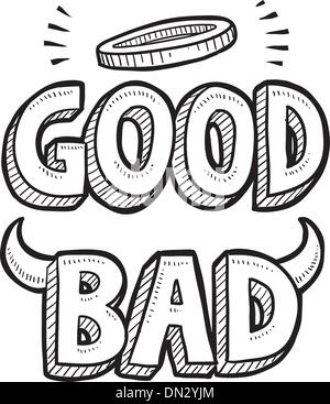 Good and bad moral choice sketch Stock Vector