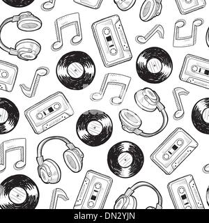 Seamless music media background Stock Vector