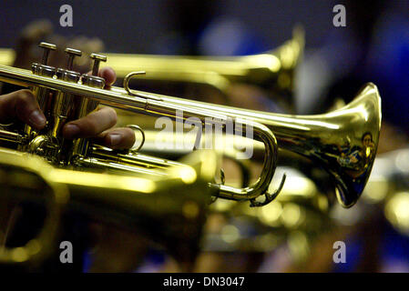 Nov 03, 2006; Pahokee, FL, USA; Pahokee trumpet section practices prior to Muck Bowl. Mandatory Credit: Photo by Damon Higgins/Palm Beach Post/ZUMA Press. (©) Copyright 2006 by Palm Beach Post Stock Photo