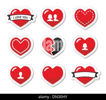 Love hearts labels set for Valentines Day Stock Vector