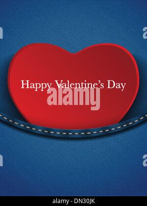 Valentines Day Heart in Jeans Pocket Stock Vector