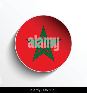 Morocco Flag Paper Circle Shadow Button Stock Vector