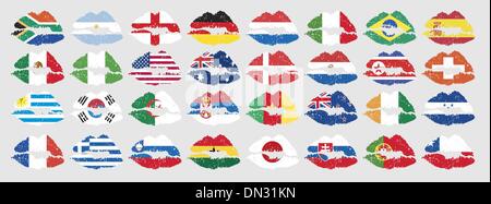 national flags of countries starting with south africa in lip sh Stock Vector