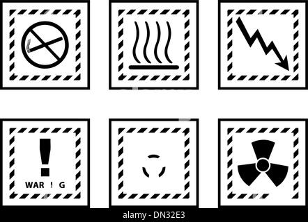 Industrial warning label. Security virus danger alert stickers with ...