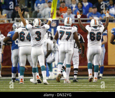 Nov 23, 2006; Detroit, MI, USA; National Football League's Thanksgiving tripleheader. the Miami Dolphins beat the Lions 27-10. Dolphins' quarterback JOEY HARRINGTON celebrates after first half touchdown. Mandatory Credit: Photo by Damon Higgins/Palm Beach Post/ZUMA Press. (©) Copyright 2006 by Palm Beach Post Stock Photo