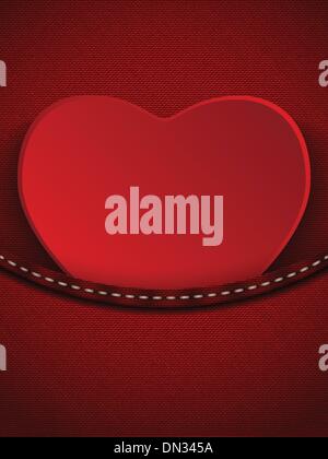 Valentines Day Heart in Jeans Pocket Stock Vector