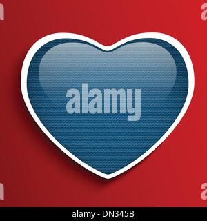 Valentines Day Heart in Jeans Texture Stock Vector