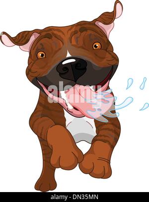 Excited brindle Pit Bull Dog Stock Vector