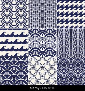 seamless ocean wave pattern Stock Vector