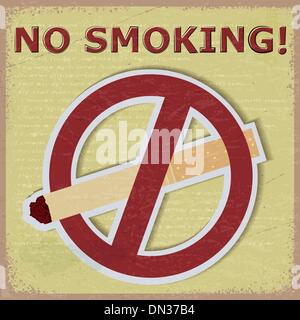 Vintage background with the image of the sign ban cigarettes. Stock Vector