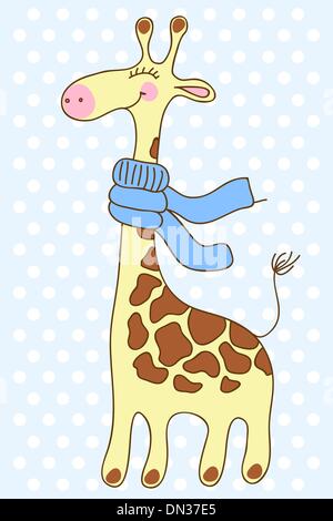 Cute happy Giraffe with a scarf. Stock Vector