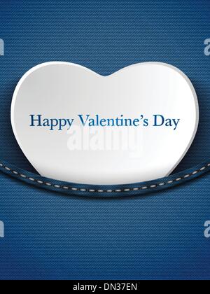 Valentines Day Heart in Jeans Pocket Stock Vector
