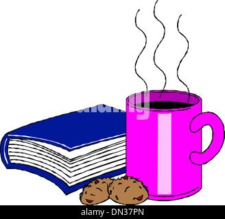 Cup of coffee and book Stock Vector