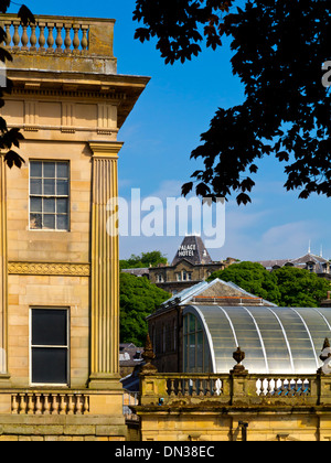 Traditional stone buildings in the centre of Buxton a spa town in the High Peak District England UK Stock Photo