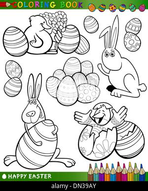 easter cartoon themes for coloring Stock Vector