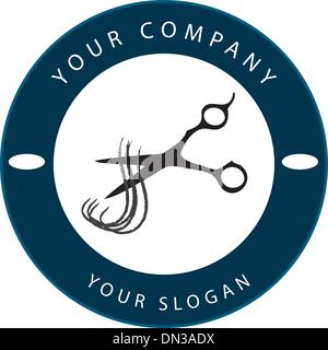 Scissors Cutting Hair Strand, Hair Solon Logo Stock Vector