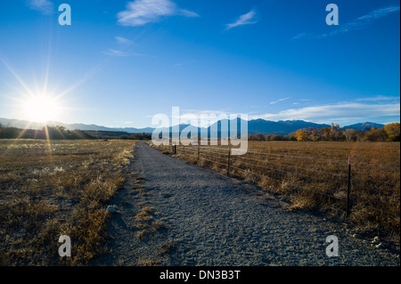 Sunset view of Sawatch Range, Rocky Mountains, the Arkansas River Valley, Colorado, USA Stock Photo