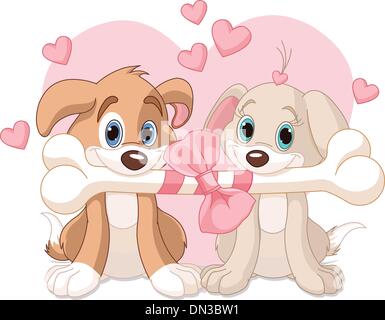 Two Valentine dogs Stock Vector