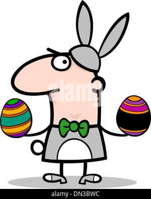 man in easter bunny costume cartoon Stock Vector