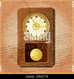 Vintage clock on a grungy background Stock Vector