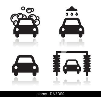Car wash icons set - vector Stock Vector