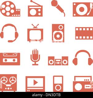 Icon set of gadgets and devices in a retro style. Stock Vector