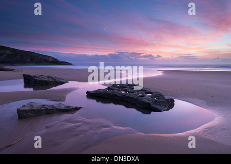 Beautiful sunset above Dunraven Bay, Southerndown, Glamorgan Heritage Coast, Wales. Autumn (October) 2013. Stock Photo