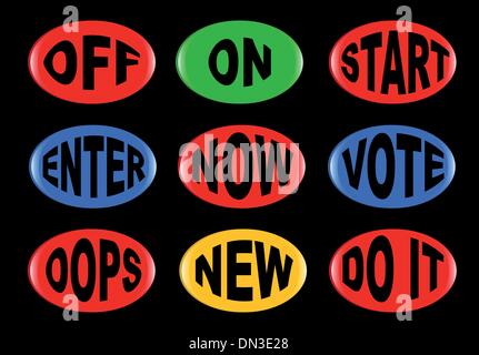 Oval Button Set Stock Vector