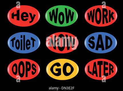 Oval Button Funny. Stock Vector