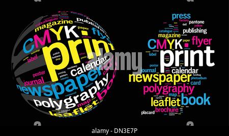 Printing Word Cloud Stock Vector