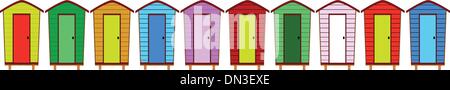 Ten Beach Huts Stock Vector