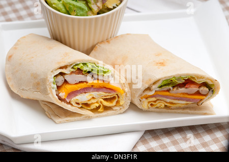 fresh and healthy club sandwich pita bread roll Stock Photo