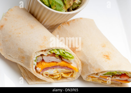 fresh and healthy club sandwich pita bread roll Stock Photo