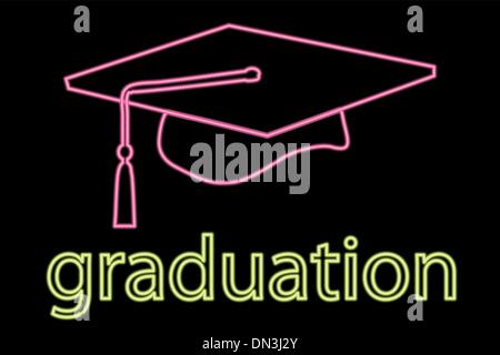 Neon graduation cap symbol Stock Vector