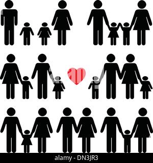 Family life icon set in black Stock Vector Image & Art - Alamy