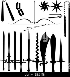 Set of  item  bladed weapons Stock Vector