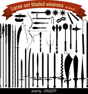 A large set bladed weapons Stock Vector