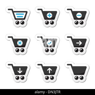 Shopping cart vector icons set Stock Vector